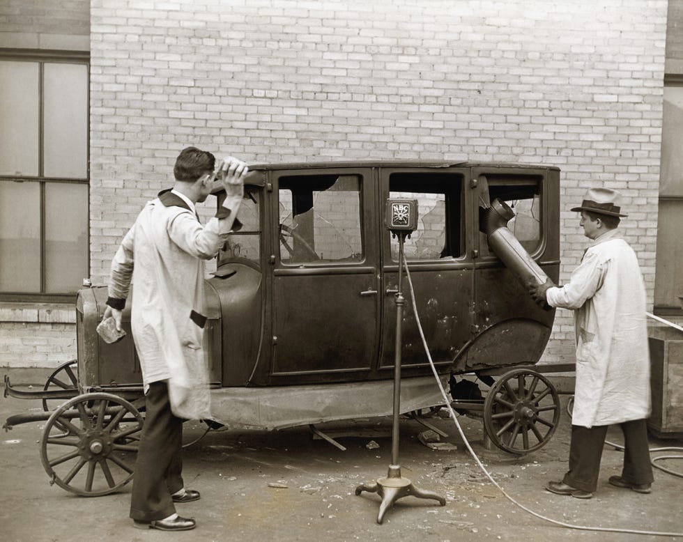 sound effects technicians smashing car