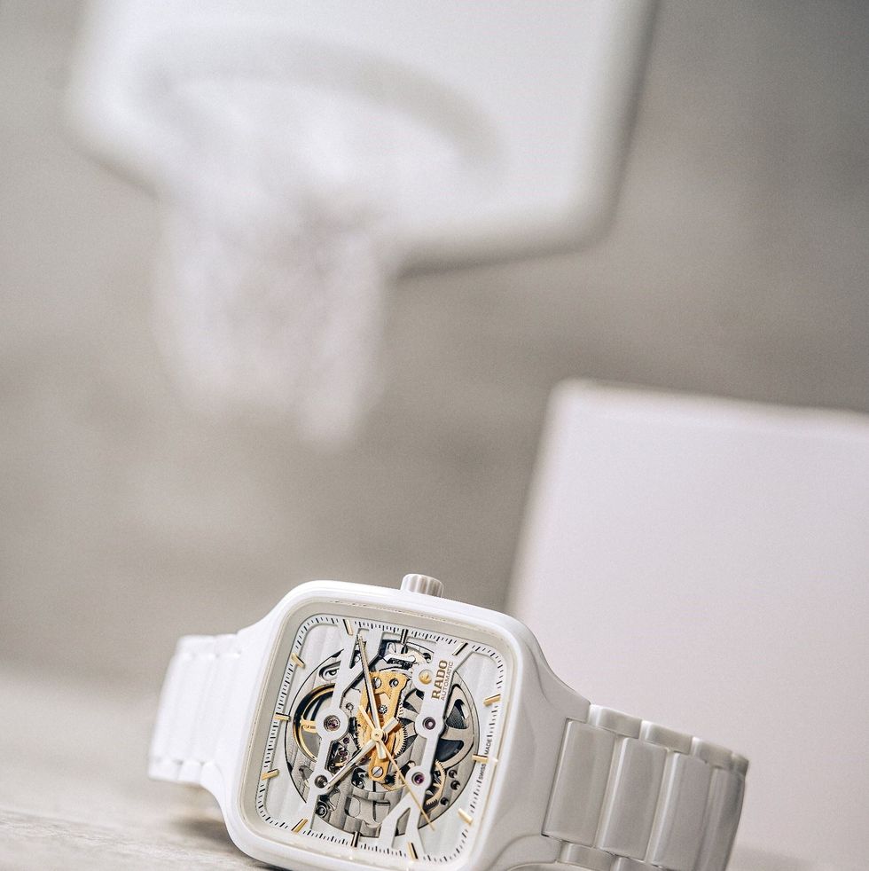 rado瑞士雷達表true square真我系列方形高科技陶瓷鏤空腕錶白色