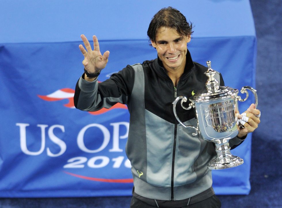 rafael nadal of spain holds the champion