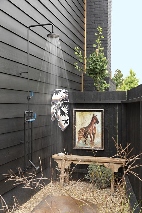 the outdoorsy type southern california cottage, homeowner raili clasen outdoor shower