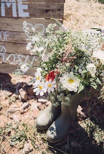 rain boot flower vase country wedding ideas