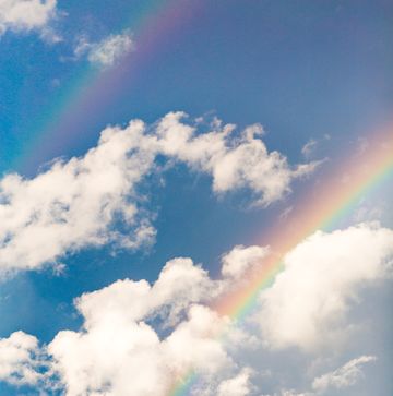 bible verses about hope  rainbow in a blue sky with clouds
