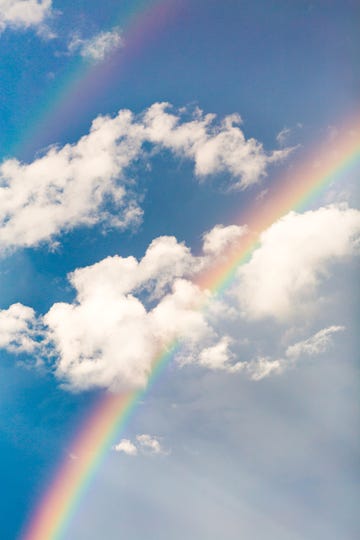 bible verses about hope  rainbow in a blue sky with clouds