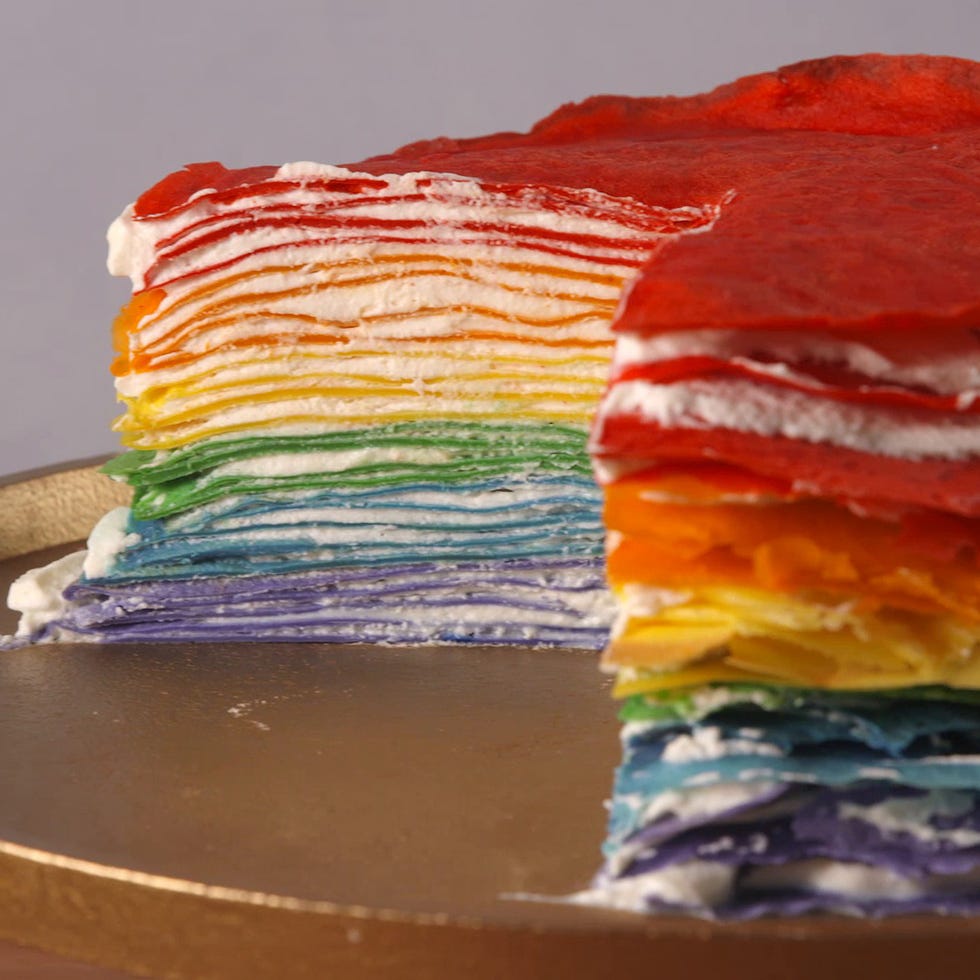 layered rainbow crepe cake