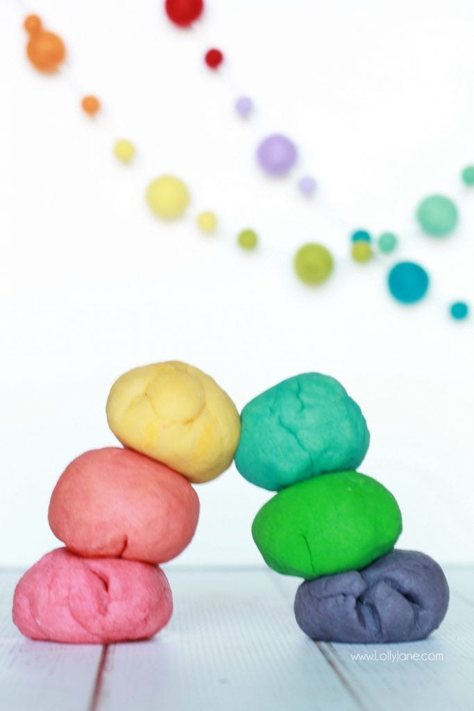 rainbow play dough - unicorn party ideas