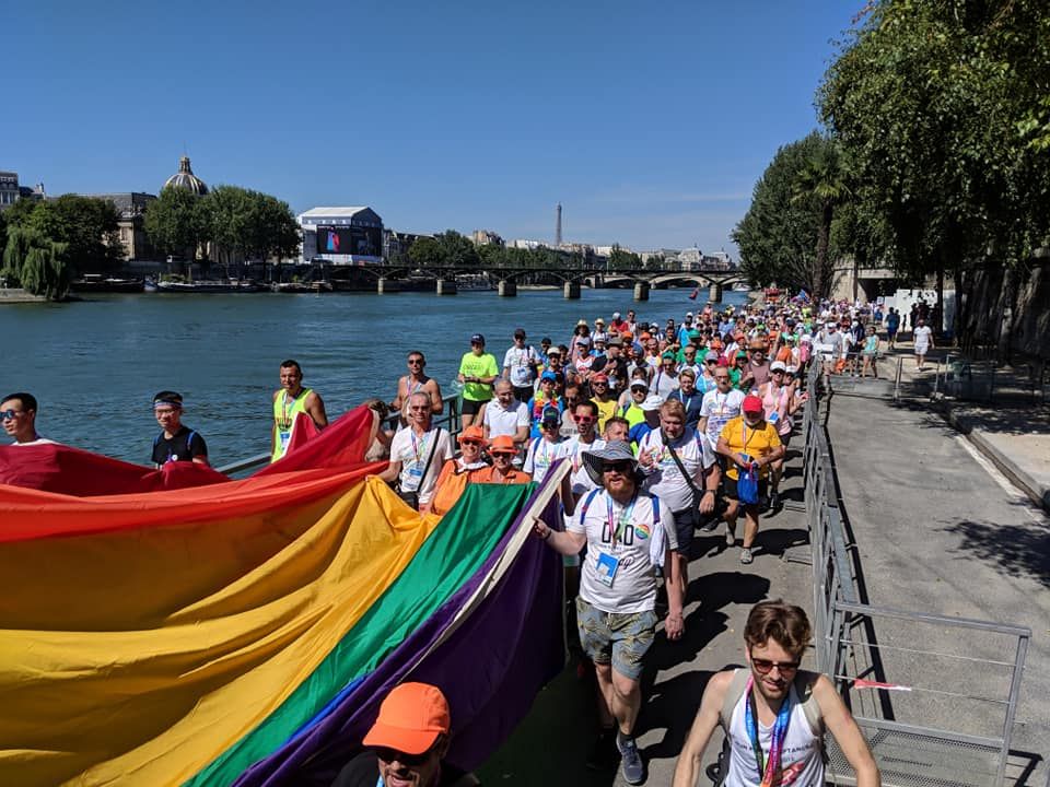 international front runners members gather at the 2018 gay games in paris