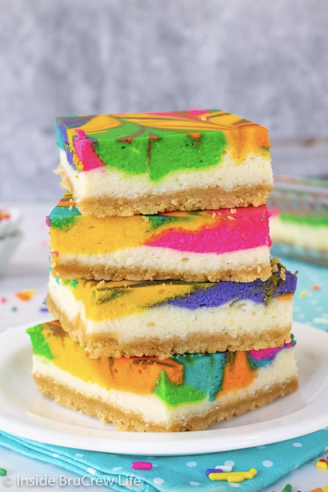 rainbow vanilla cheesecake bars