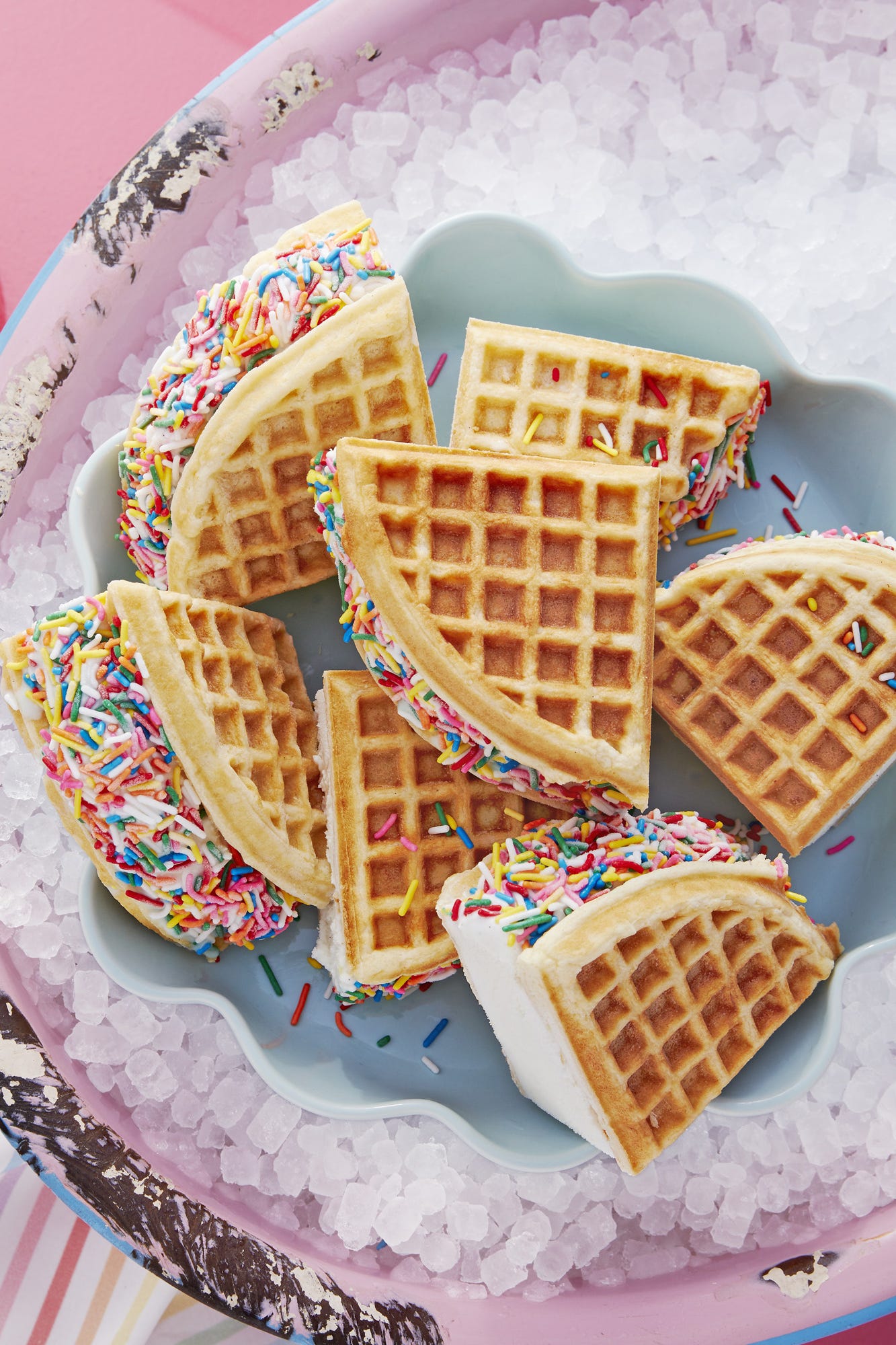 rainbow waffle sandwiches