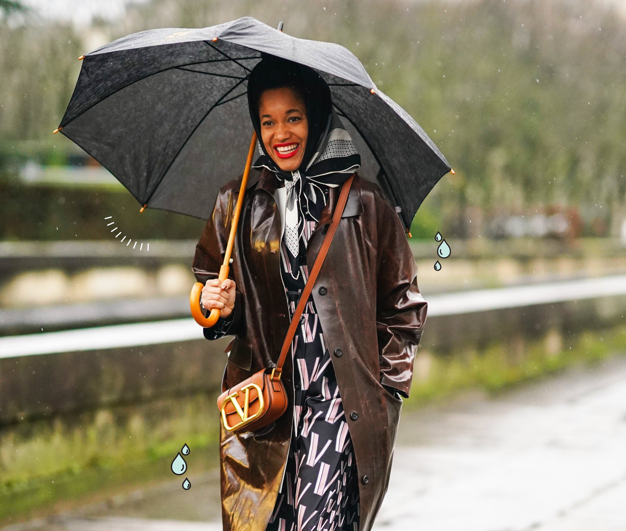 Plus Size OOTD: City Chic Polka Dot Midi Skirt on a Rainy Day