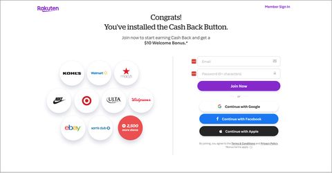 cash back extension being used on chrome