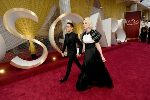 rami malek and lucy boynton at the 2020 oscars