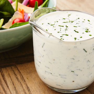 homemade ranch dressing with a salad