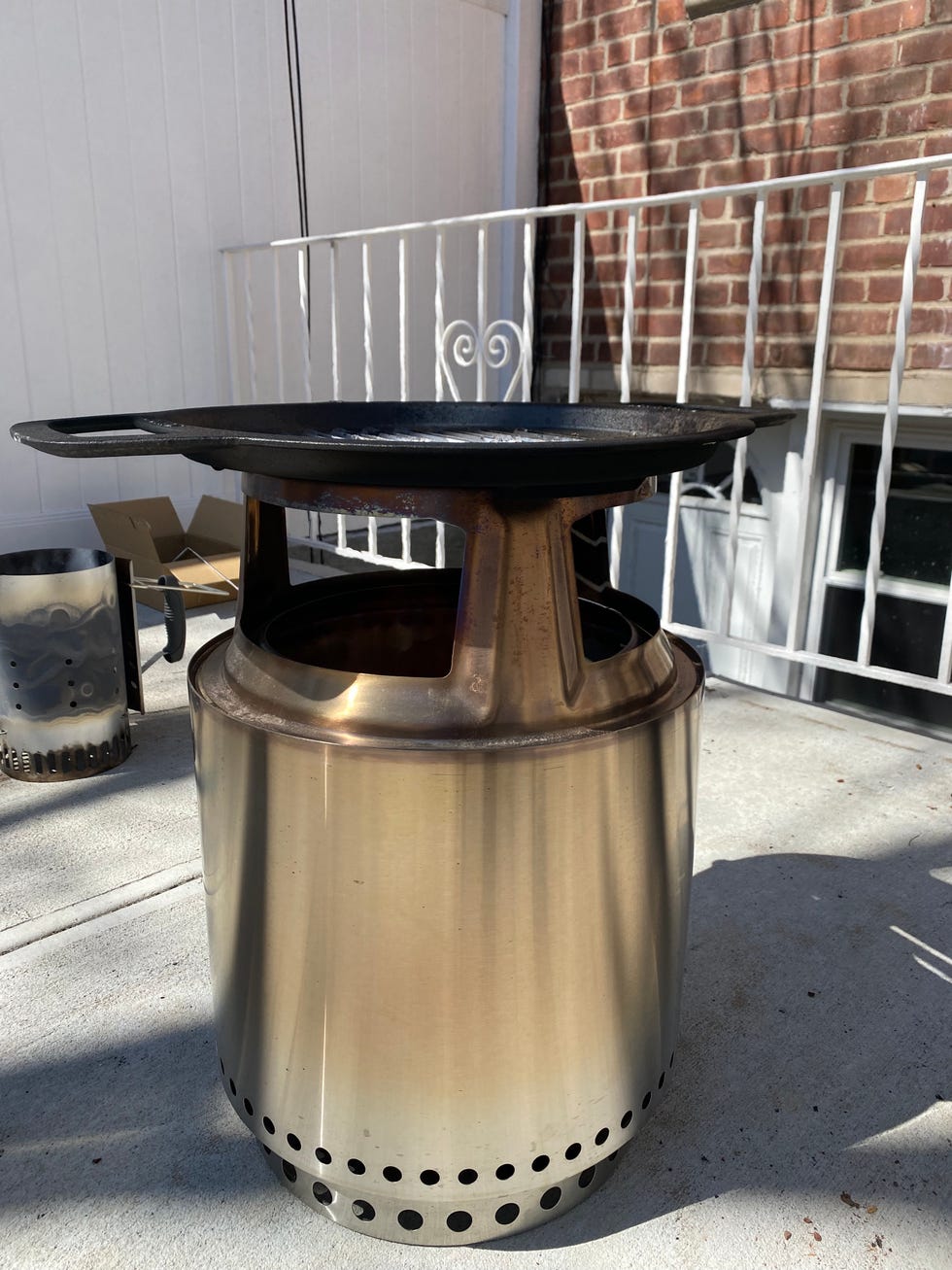 solo stove ranger in use with grill pan