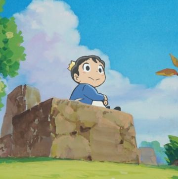 screenshot from ranking of kings episode 1 featuring prince bojji sat on a rock