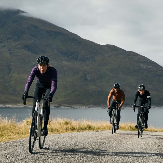 three rapha cyclists out on a ride