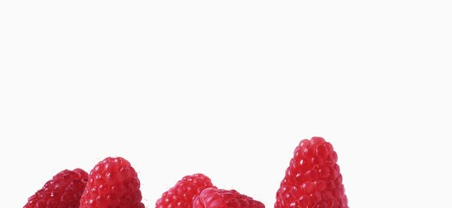 raspberries, white background