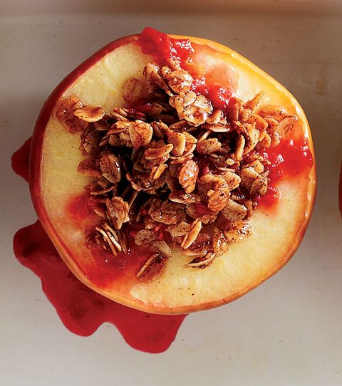 raspberry crumbles baked apples