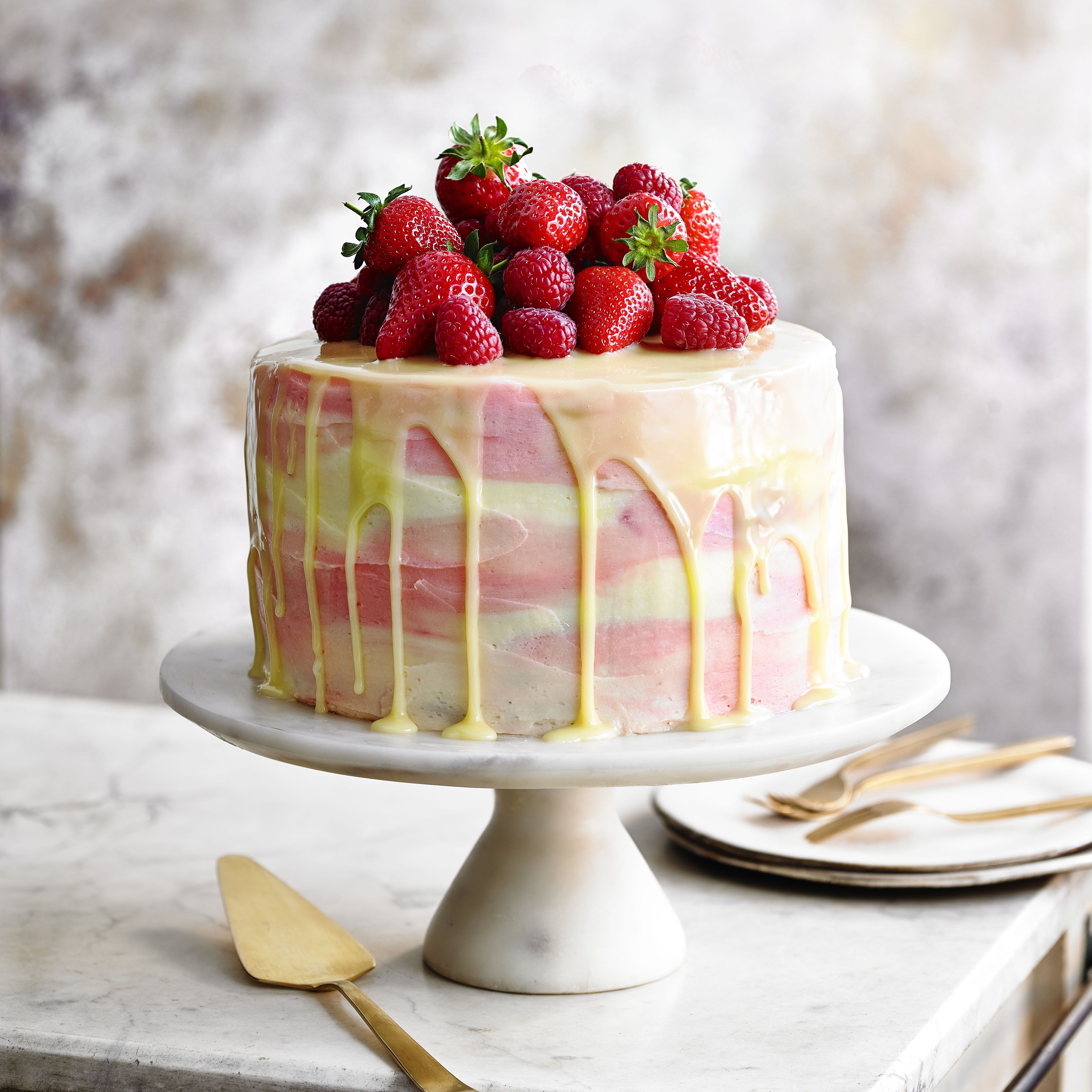 Pink Champagne and Gold Leaf Layer Cake and Cupcakes - Sprinkle Bakes