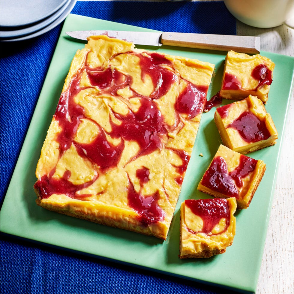 raspberry and custard blondies