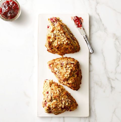 raspberry oat scones with jam