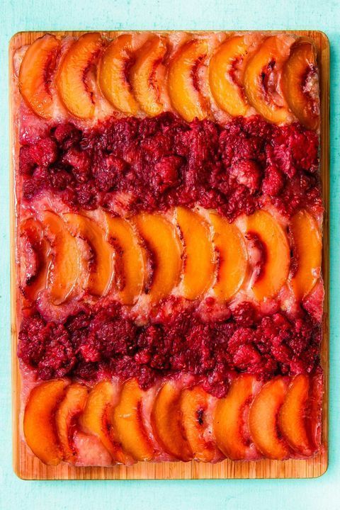 raspberry peach upsidedown cake