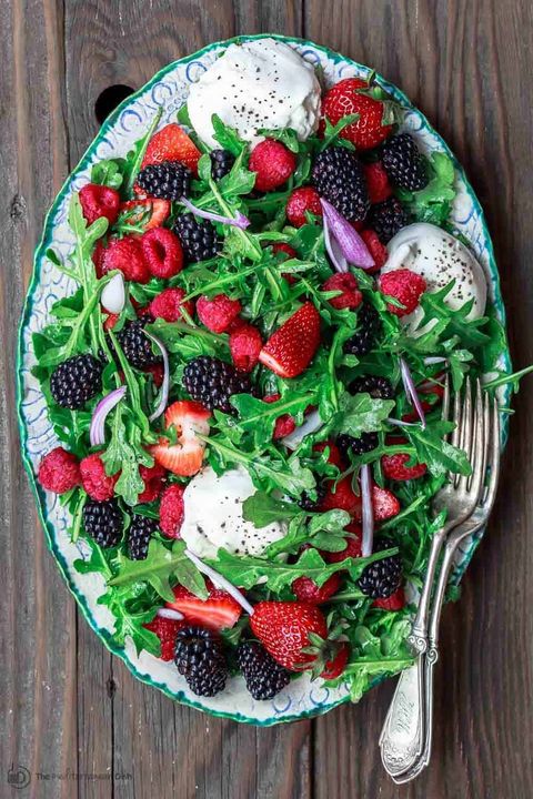 raspberry recipes summer berry salad arugula burrata