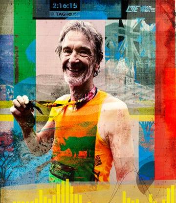 jim ratcliffe holding marathon medal