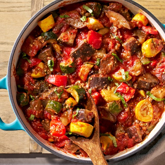 chopped up vegetables in a tomato based sauce