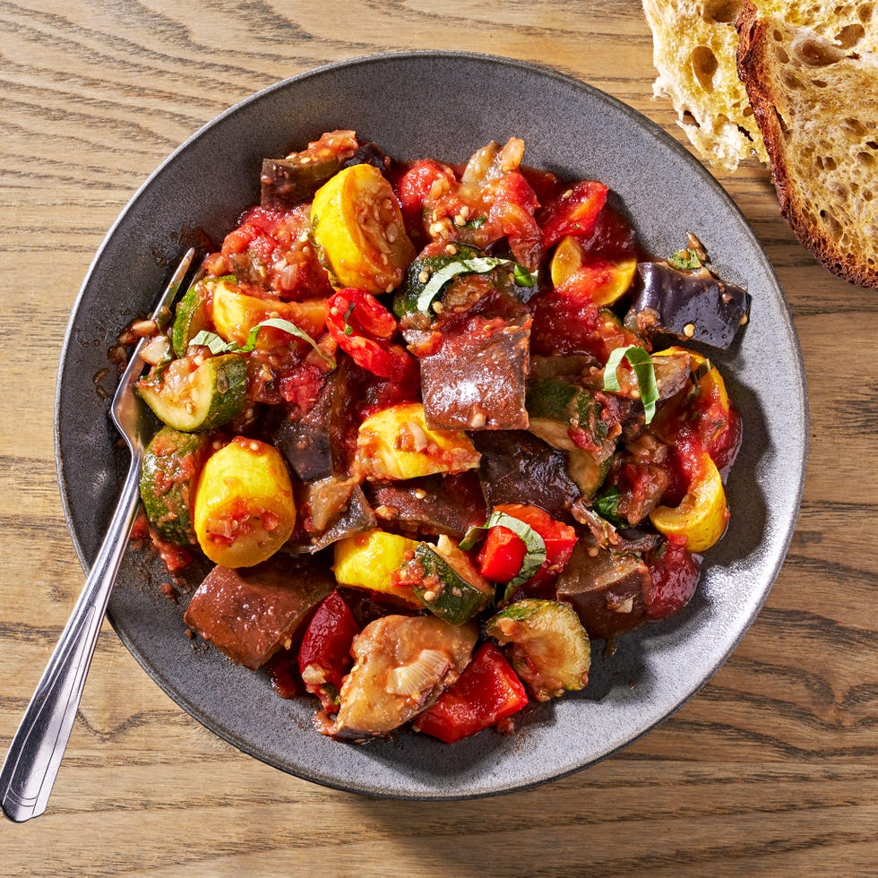 chopped up vegetables in a tomato based sauce