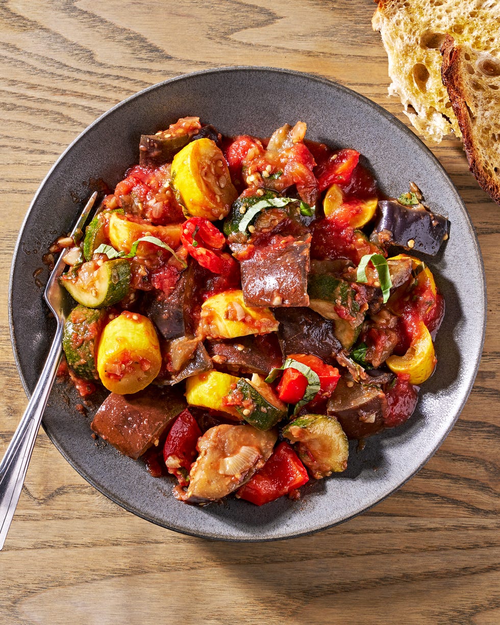 chopped up vegetables in a tomato based sauce