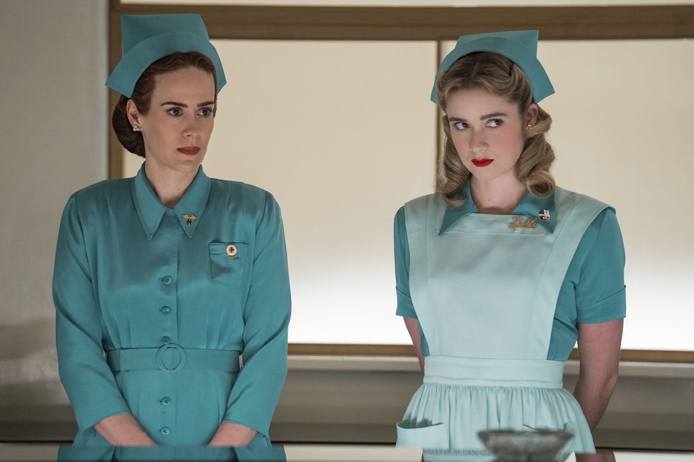 ratched l to r sarah paulson as mildred ratched and alice englert as nurse dolly in episode 101 of ratched cr saeed adyaninetflix © 2020