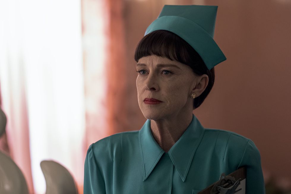 ratched l to r judy davis as nurse betsy bucket in episode 103 of ratched cr saeed adyaninetflix © 2020