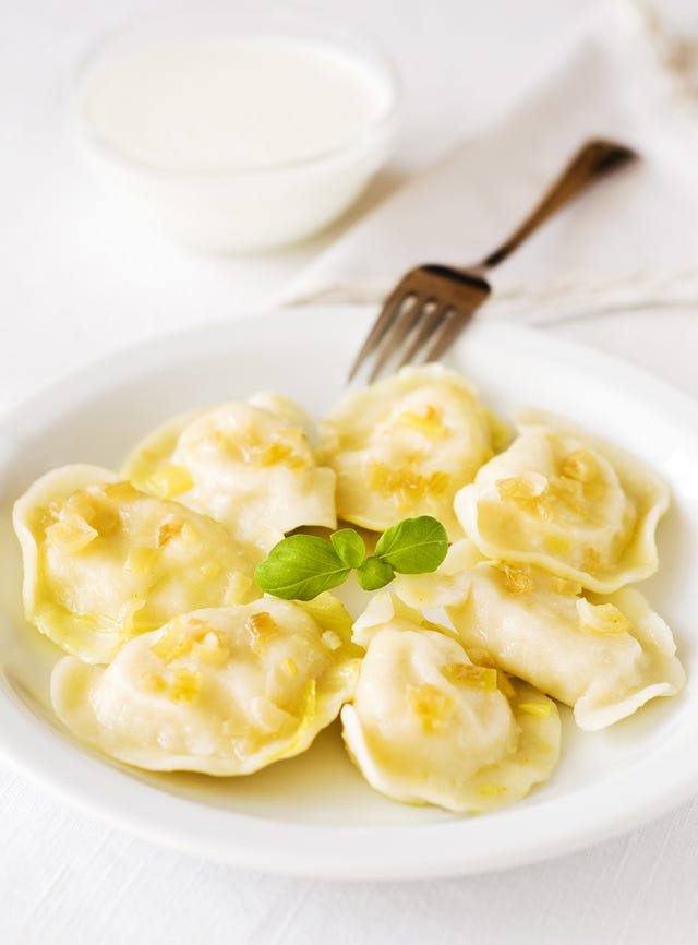 ravioli con salsa de queso azul