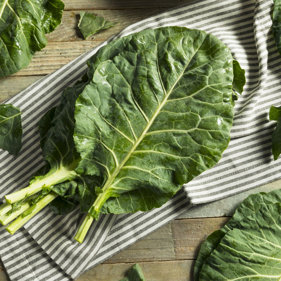 raw green organic collard greens