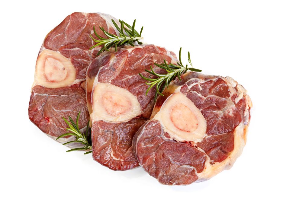 raw osso bucco veal shanks top view isolated