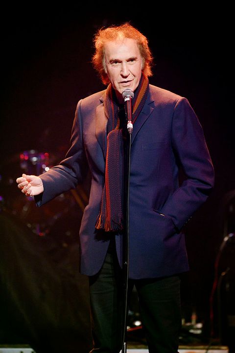 ray davies talking at a stage microphone