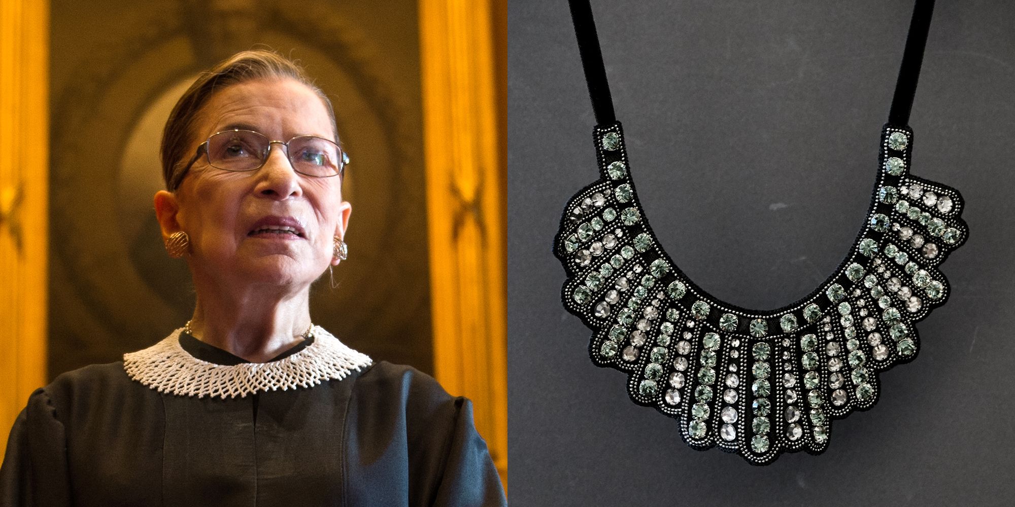 Ruth Bader Ginsburg s Dissent Collar Rereleased by Banana Republic Buy RBG s Famous Necklace