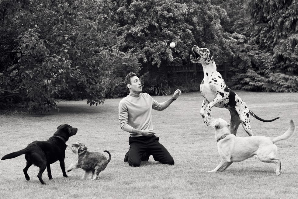 alex hassell plays with dogs