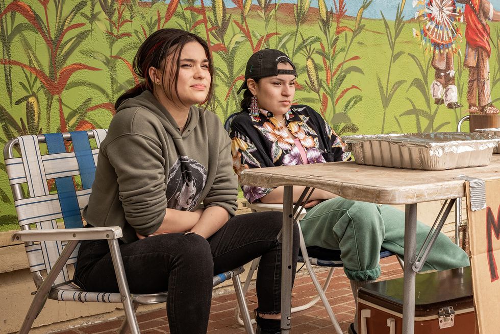 reservation dogs “pilot” airs, monday, august 9 pictured l r devery jacobs as elora danan postoak, paulina alexis as willie jack cr shane brownfx