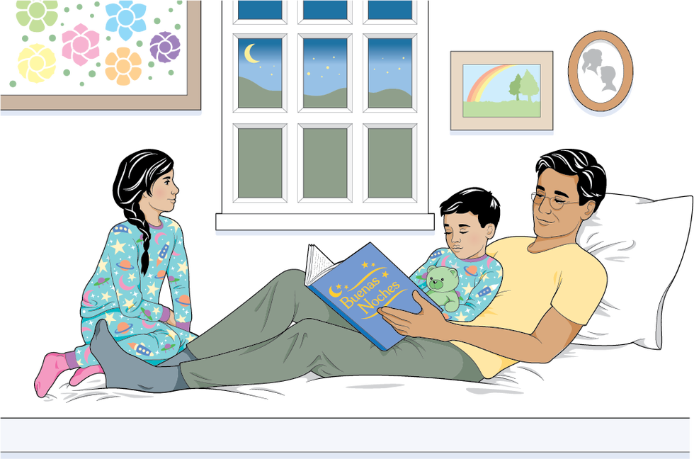 family reading time before bed