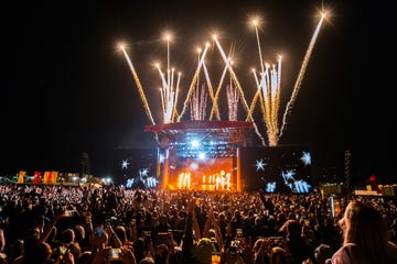 reading, england august 27 editorial use only general view of the fireworks on day 3 of reading festival 2023 at richfield avenue on august 27, 2023 in reading, england photo by joseph okpakowireimage