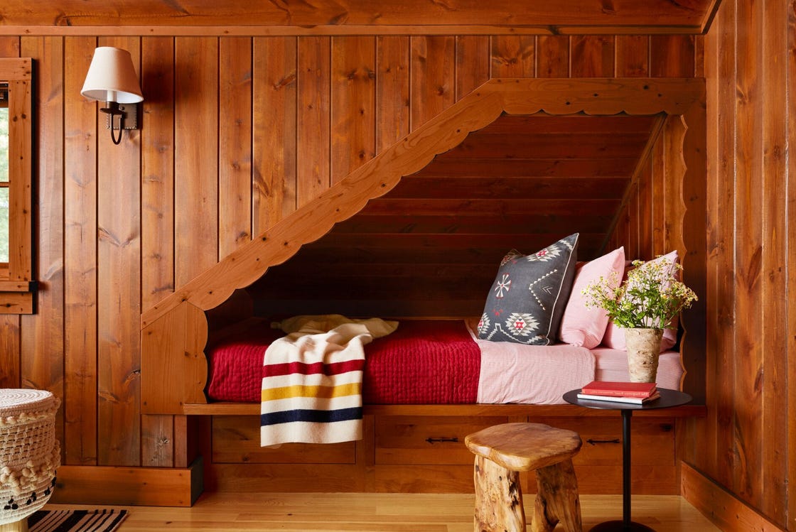 rustic reading and sleeping nook