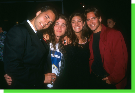 pj4en7 los angeles, ca   september 9 l r reality television personalities norman korpi, andre comeau, julie gentry and eric nies attends the ninth annual mtv video music awards on september 9, 1992 at pauley pavilion, ucla in westwood, los angeles, california photo by barry kingalamy stock photo