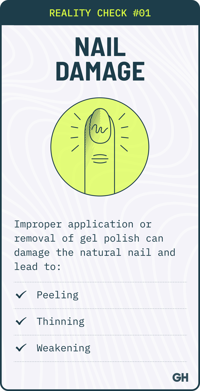 information card detailing potential damage caused by improper gel polish application