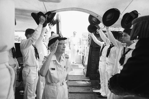 Admiral Grace M. Hopper Saluting Aboard Vessel