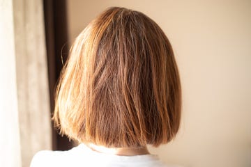 rear view of a woman with bob haircut