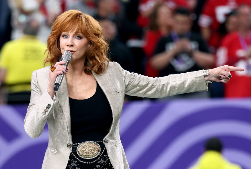 las vegas, nevada february 11 reba mcentire performs during the super bowl lviii pregame at allegiant stadium on february 11, 2024 in las vegas, nevada photo by kevin mazurgetty images for roc nation