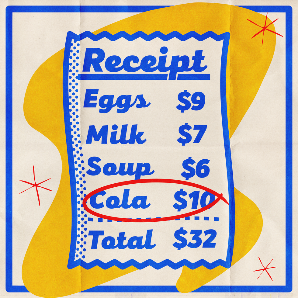 illustration of a receipt with outrageous prices