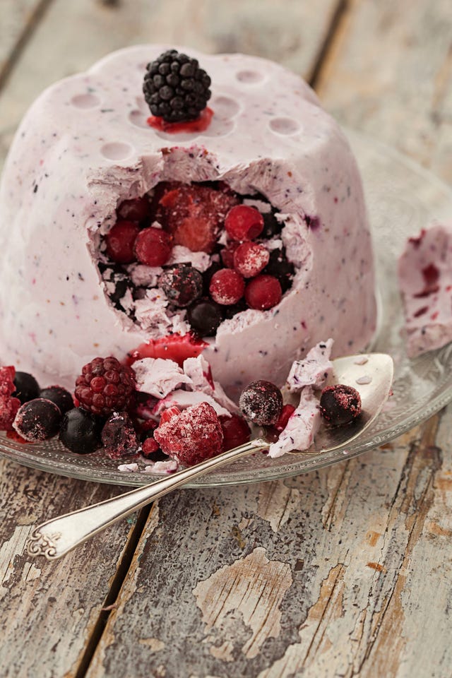 receta de frutos rojos con helado de arándanos