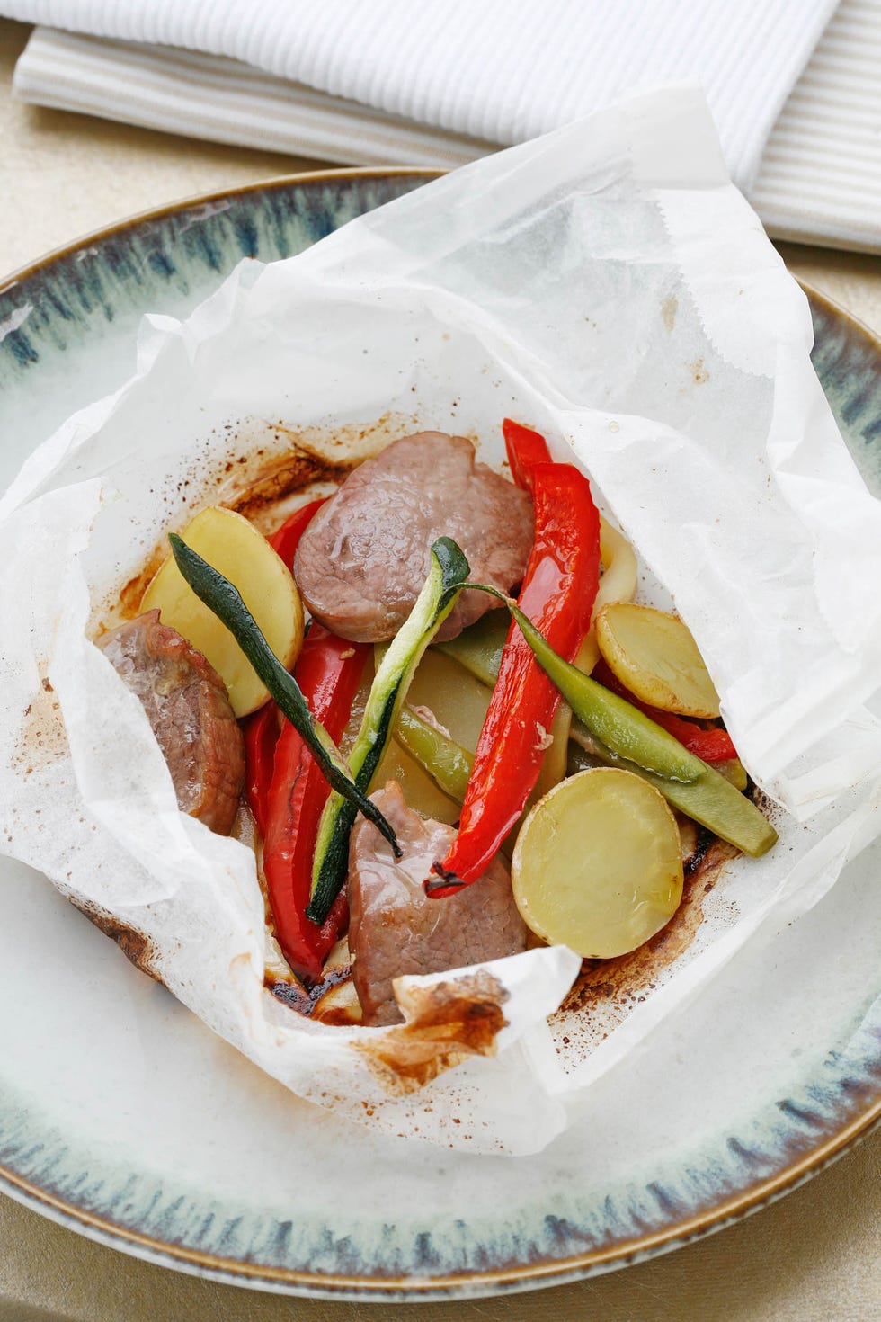 papillote de cerdo con verduras